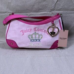 Juicy Couture Kingdom Shoulder Bag Pink Royal Diamond Gold Crown Charm Viral NWT